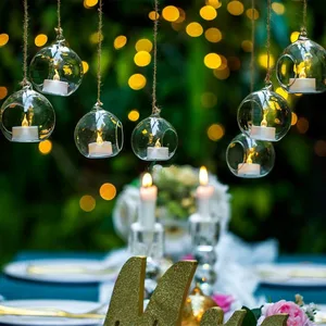 Hängende Glaskristall, Teelichthalter, romantische Hochzeitshaus -Vase -Dekoration, Durchmesser 6 cm, 8 cm 6 Hauptverkaufsschiffe hängen Wand - №6