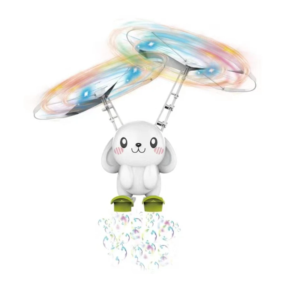 1Pc Cute Pet Bubble Aircraft Charging Luminous Induction Aircraft Outdoor Toy (Without Bubble Liquid)