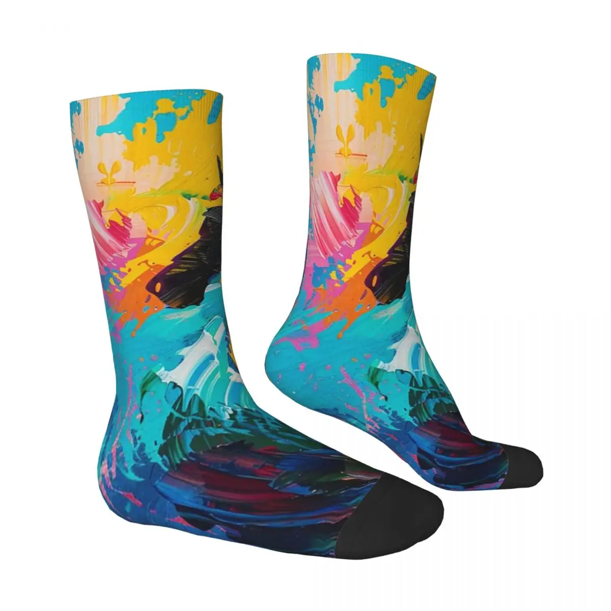 جميع المواسم البرية الحصان النفط اللوحة اللون جورب Harajuku الرياضة الأوسط جوارب أنبوبية جوارب الموضة للرجال النساء هدايا عيد الميلاد