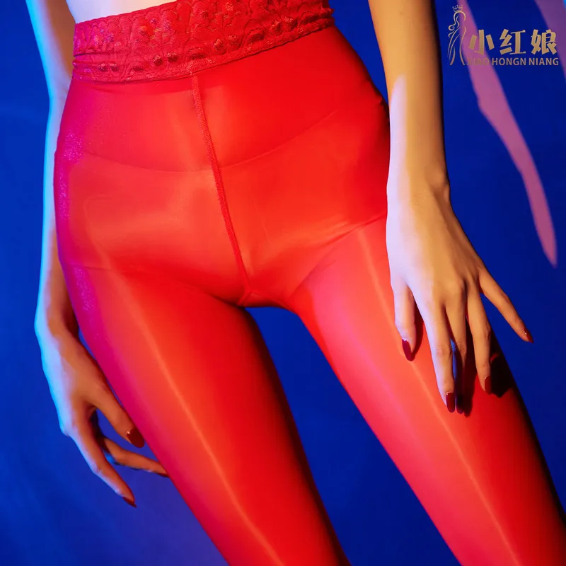 Lace Waist912Shiny Open Crotch No-Take-Off Glossy Silky Ultra-Thin Sexy Pantyhose Magic Pants Nine Points Plus Size Stockings
