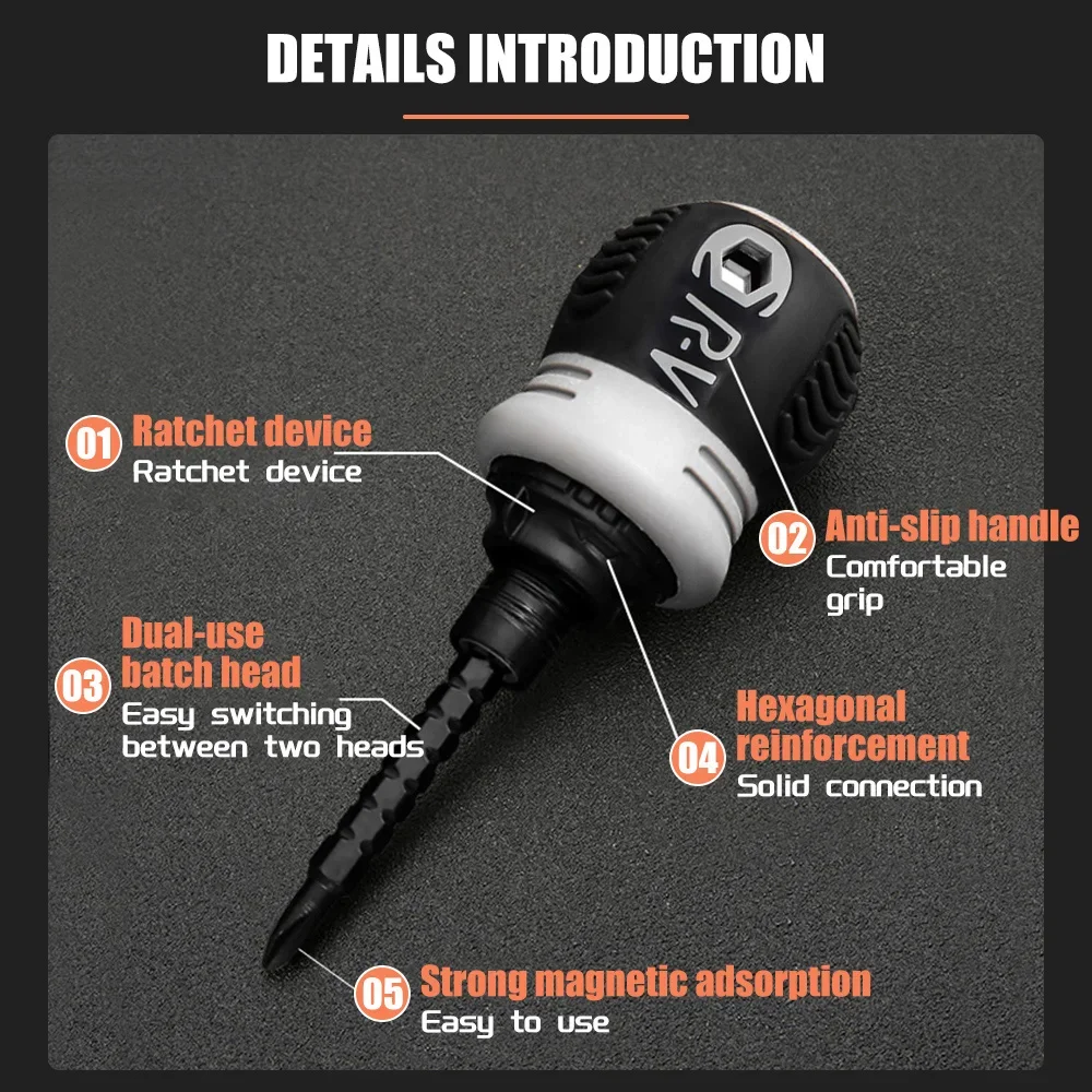 13-in-1 Portable Ratchet Screwdriver Rotary Handle Set Detachable Multi-shaped Short Handle Cross Triangular Head Repair Tool