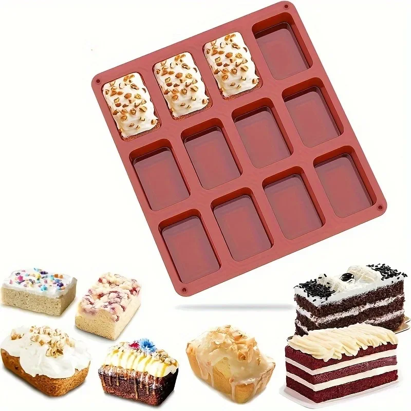 Molde de silicona multifunción para hornear, 12 cavidades, antiadherente, de calidad alimentaria, para hornear, Mini pan, Brownie, pan de maíz para cocinas caseras, 1 ud.