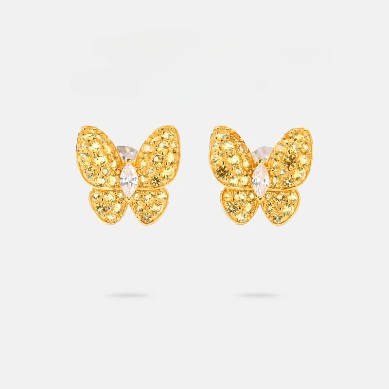 

S925 butterfly stud earrings light luxury high-end earrings fashion versatile jewelry