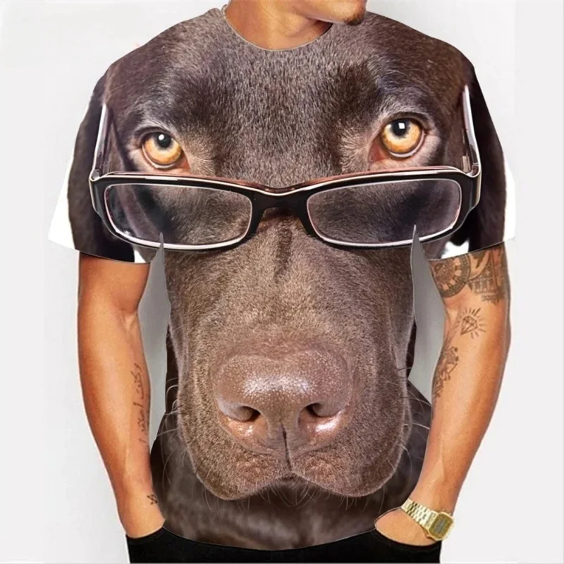 3D Printed Cute Dog T-Shirt For Men Animal Pattern Tees Summer Casual Oversized Short Sleeve Tops Unisex Round Neck T Shirts