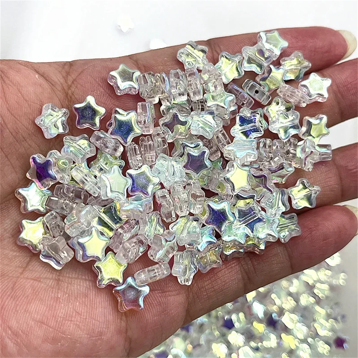 Fashion 30pcs 8mm Five-pointed Star Matte Glass Beads Loose Spacer Beads for Jewelry Making DIY Handmade Bracelets Earrings Girl