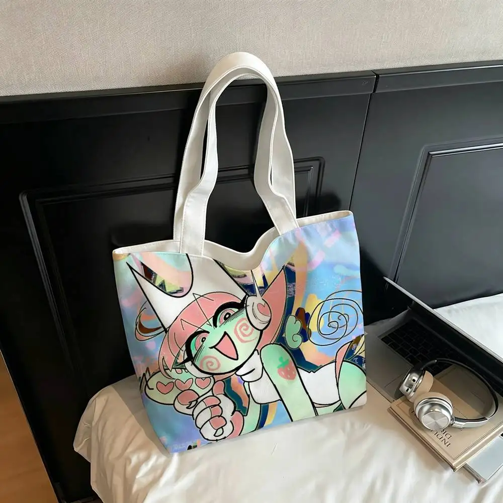 P-Psychocuties Strawberry Printed Canvas Tote Bag Shoulder Bag Commuter Mommy Shopping Bag