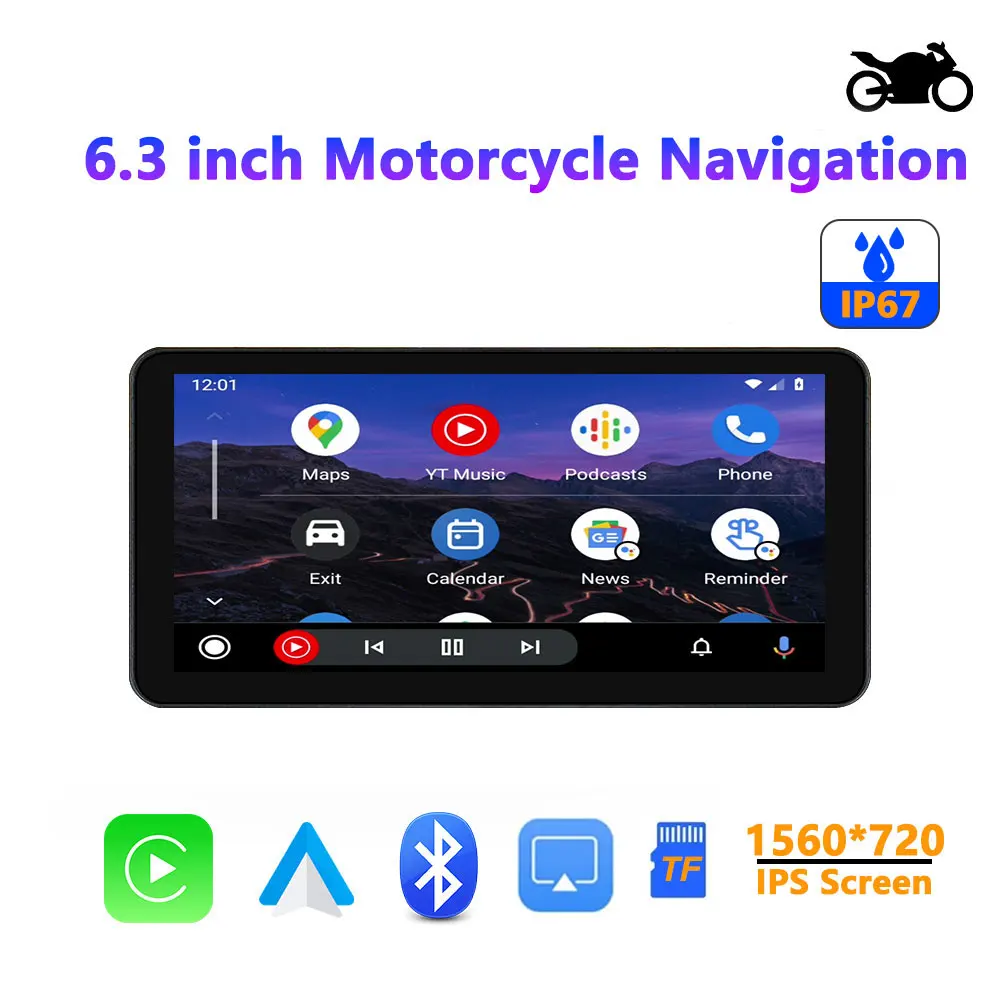 Sistema Linux Motocicleta Carplay IPX7 À Prova D 'Água 6.3 Tela Sensível Ao Toque Gps Fábrica de Navegação de Motocicleta