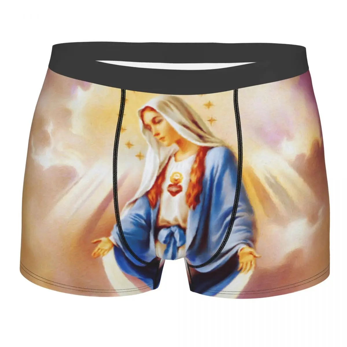 Custom Catholic Virgin Mary Underwear Men Stretch Our Lady of Guadalupe Boxer Briefs