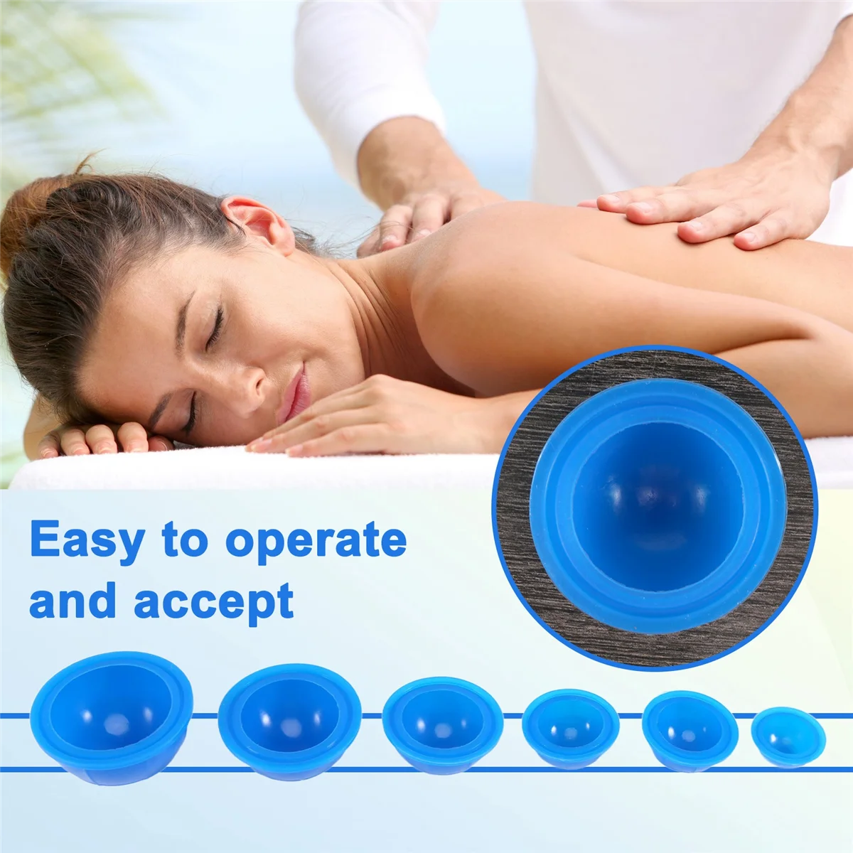 12Pcs Blue Health Care Vacuum Cupping Cups Silicone Suction Cup Massage