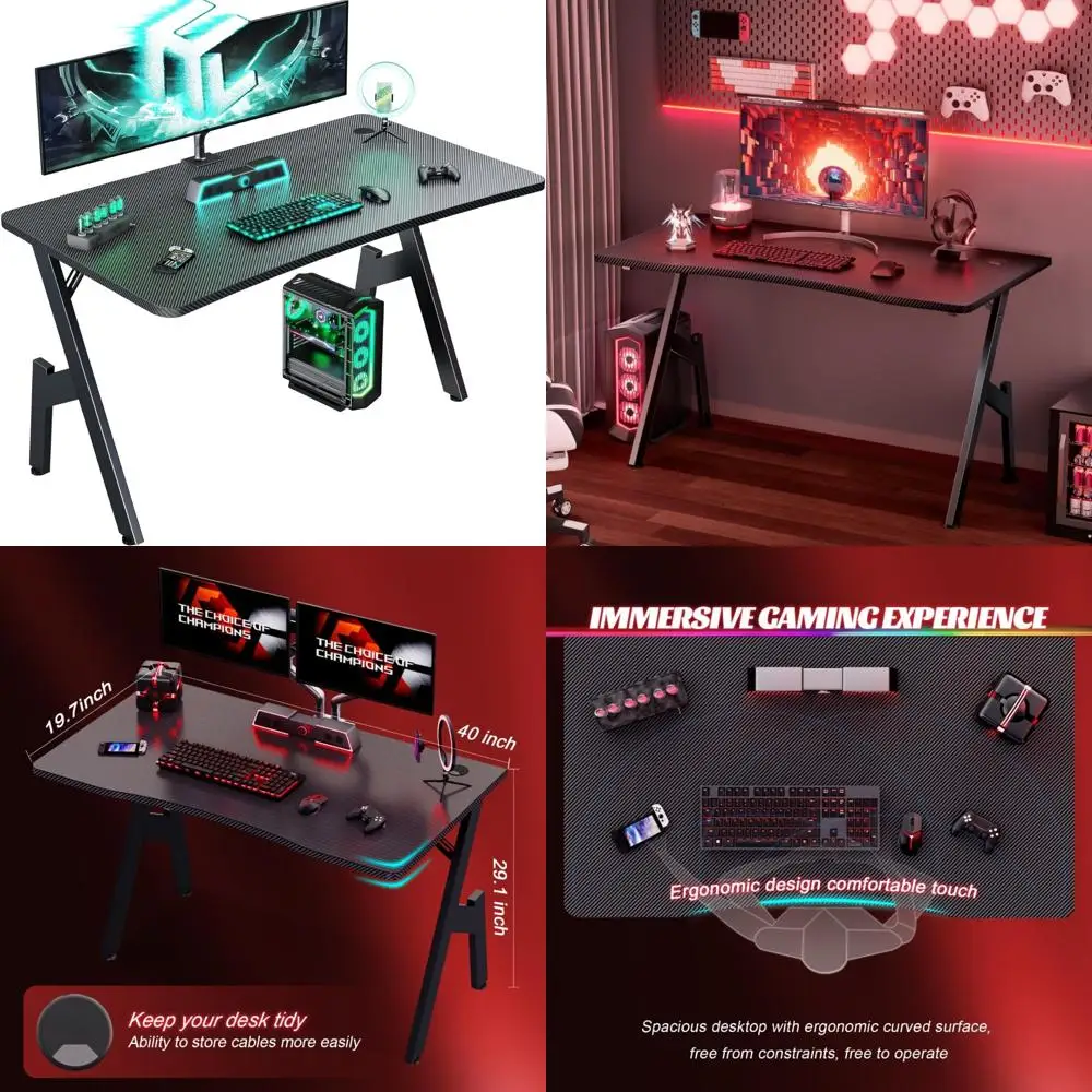 

Ergonomic Carbon Fiber A-Shape Gaming Desk, 40 Inch Modern Computer Desk with Cable Management for Small Spaces
