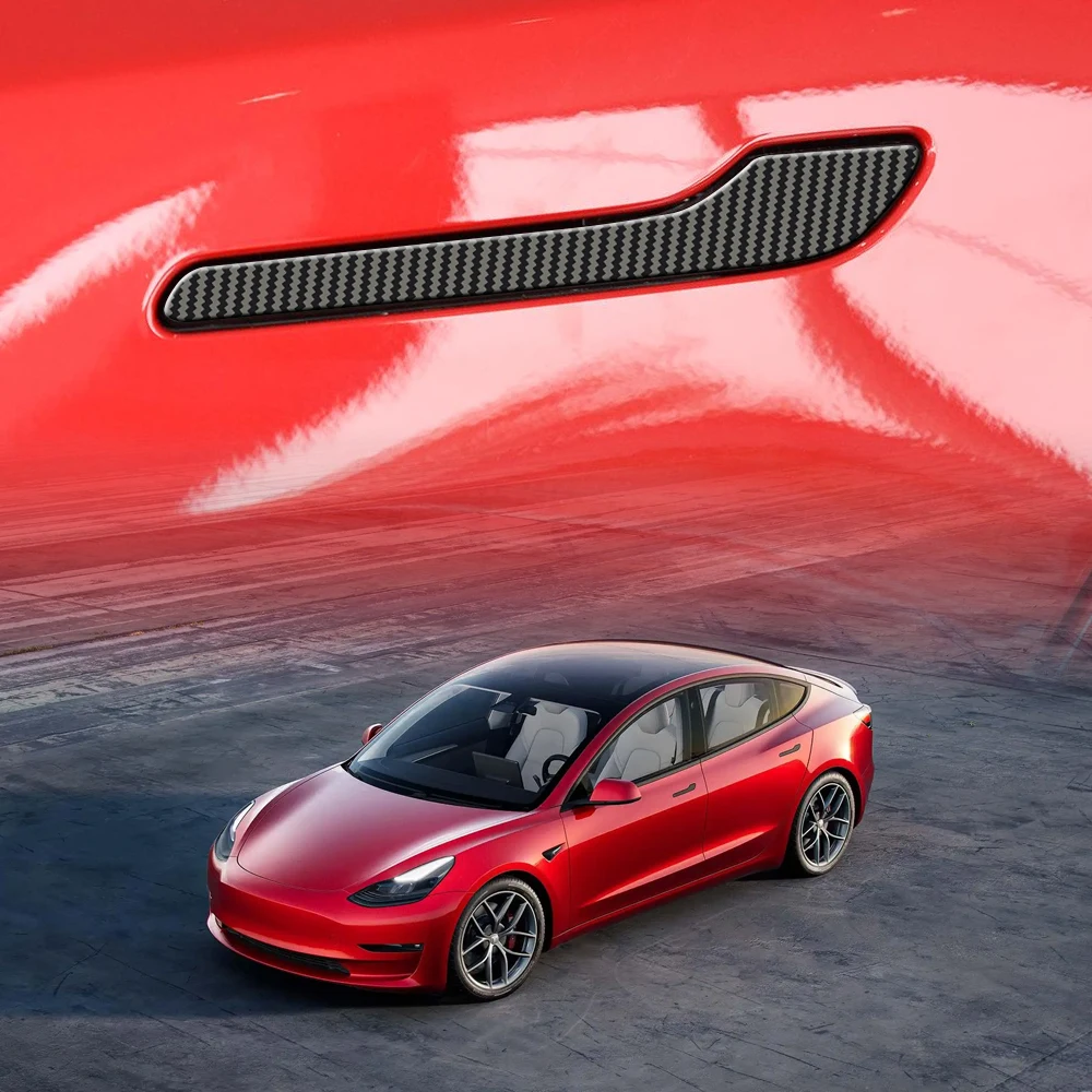 

Car Door Handle Cover For Tesla Model Y 2019-2025 Model 3 2017-2025 ABS Imitation Carbon Fiber 4Pcs Auto Interior Accessories