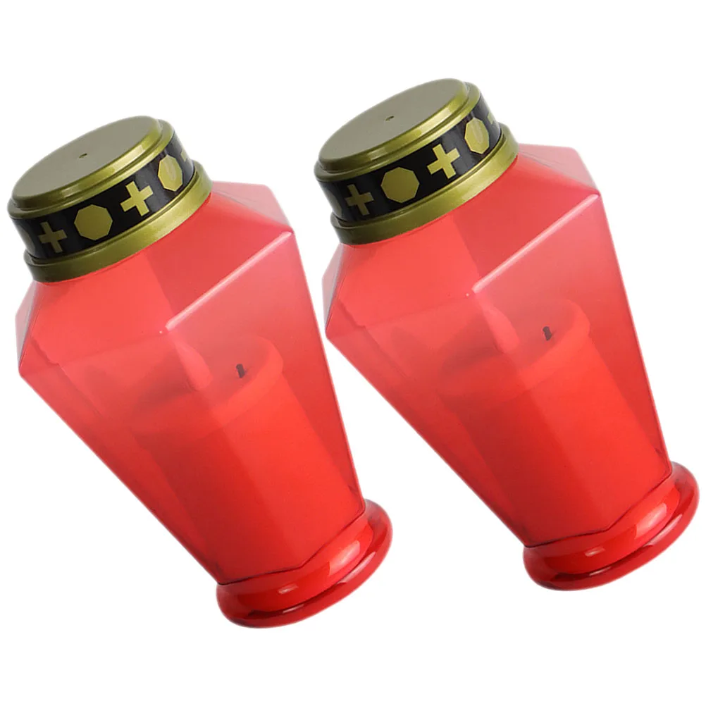 

2pcs LED Cemetery Light Small Flameless Candles for Deceased Bedroom Living Room Study Bathroom Table Desk Shelf Solar Powered