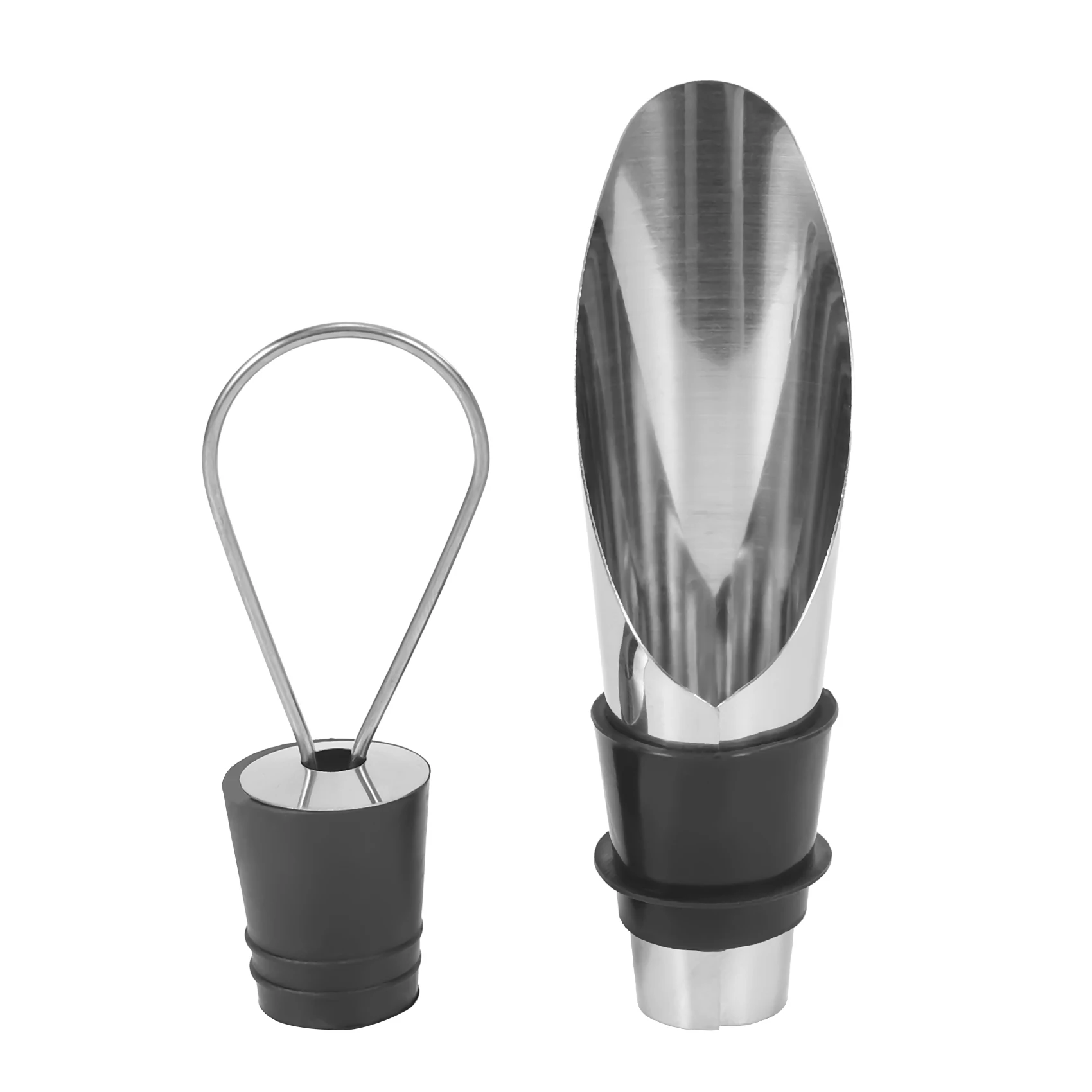 T71C Stainless Steel Wine Stopper Pourer Metal Wine Pouring Drain Bar Home Wine Set Wine Stopper Champagne Stopper