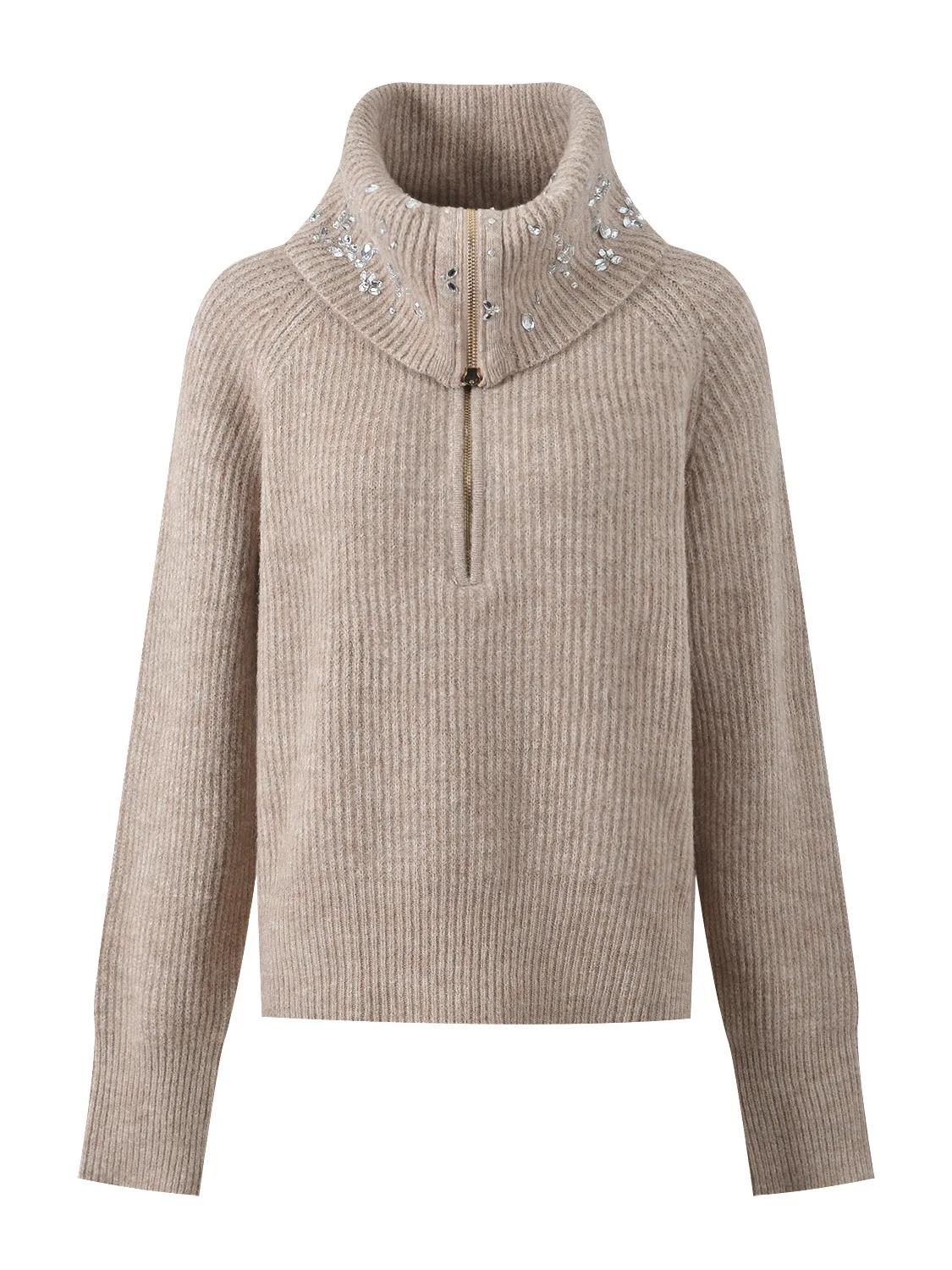 

Fall Winter Commute Sle Knitted Sweater Zipper Collar Casual Versatile Loose ort Length Faionable Knitwear