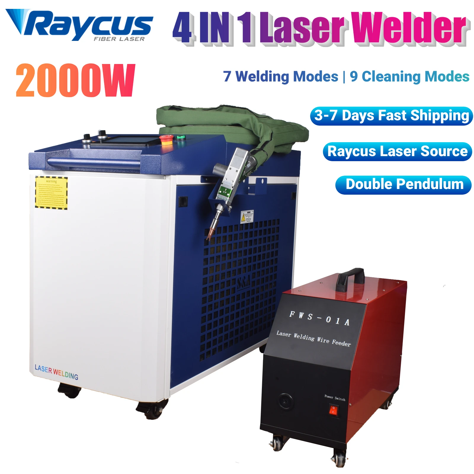 3000W Raycus Relfar 4-in-1 Laser-Schweiß-, Schneid- und Reinigungsmaschine, Doppel-Pendel-Handfaserlaserschweißgerät für alle Metalle