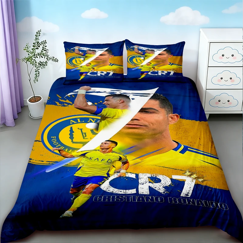 

CR7 Duvet Cover Set Football Cristiano Ronaldo Bedding Set for Comfortable and Breathable Bedroom Birthday Gifts