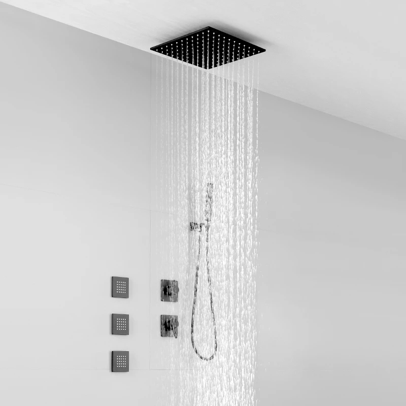 

Copper-black hot and cold embedded wall-mounted concealed shower set for home use