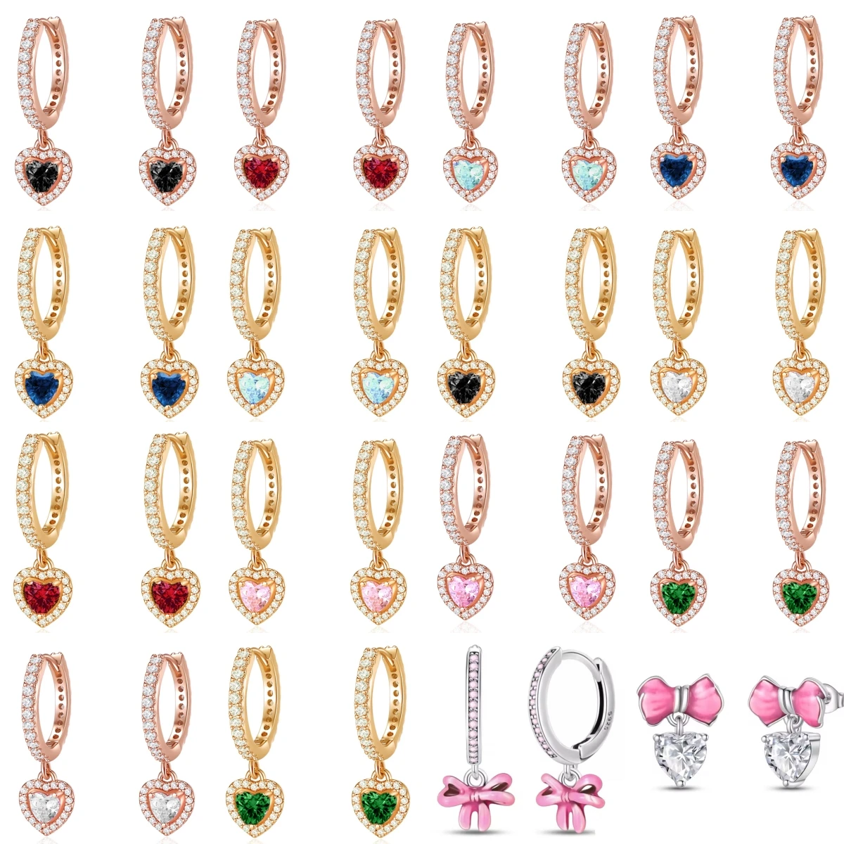 

Лидер продаж 2025, изысканные серьги из стерлингового серебра 925 пробы с цветным цирконом в форме сердца, подходящие для девочек, очаровательные ювелирные изделия, подарки