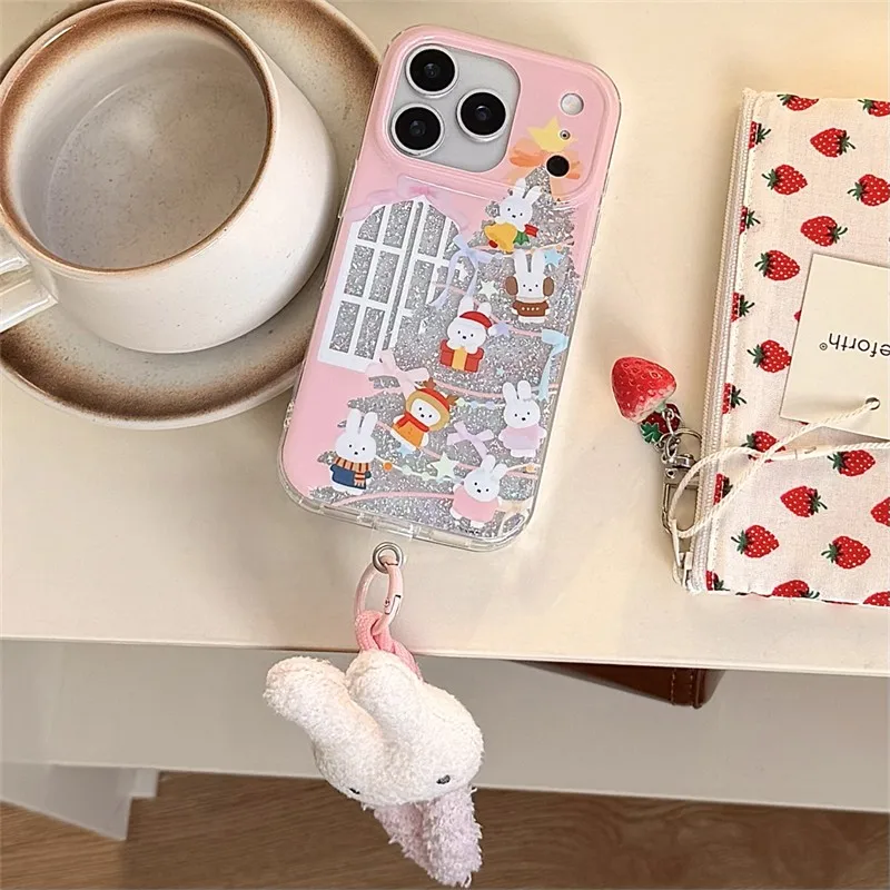 

Korean Embroidery Star Plush Phone Case For iPhone 17 Pro 16 15 14 Pro Max Cover with Stand Fashion Cute Fluffy Cases For iPhone
