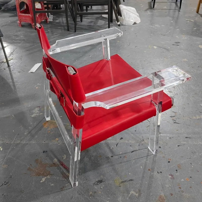 Light luxury acrylic chair saddle leather sofa living room lazy leisure sofa