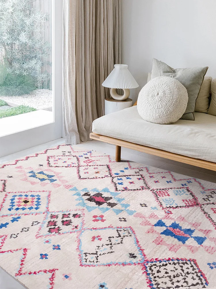 Color Morocco Ins Carpets Modern Living Room Rugs Vintage American Sofa Coffee Table Rug Light Luxury Large Bedroom Carpet