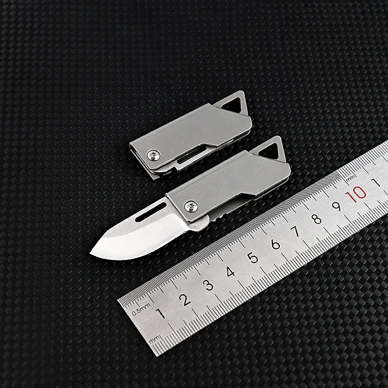 D2 Steel Mini Folding Blade Knife Outdoor Pocket Knife Keychain for EDC Camping Tactics Self-defense Tool Fruit Knives Box Open