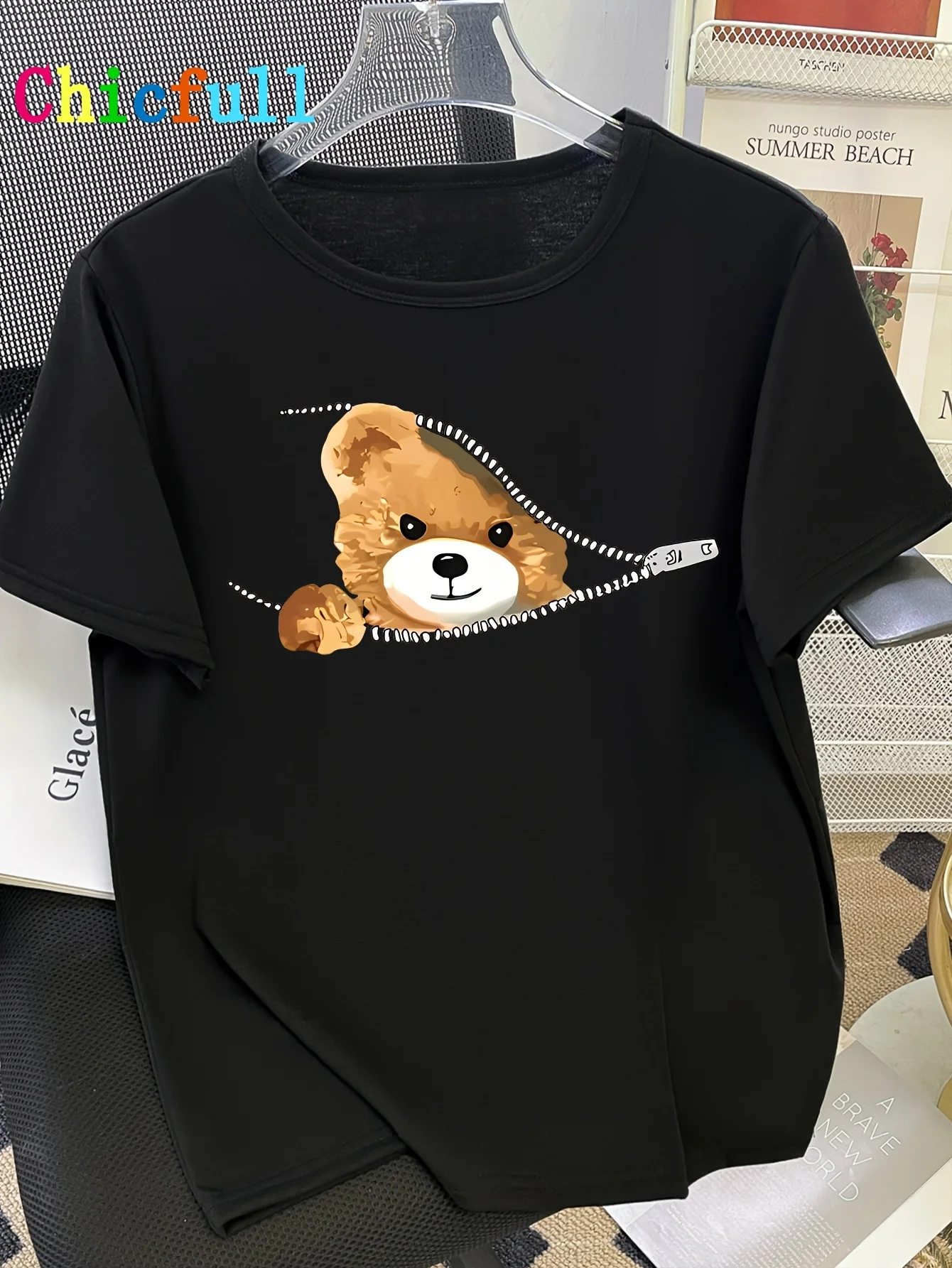 

CHICFULL Men'S Teen Casual Crew Neck Round T-Shirt, Polyester, Slight Stretch, Alphabet Print, for Spring/Summer