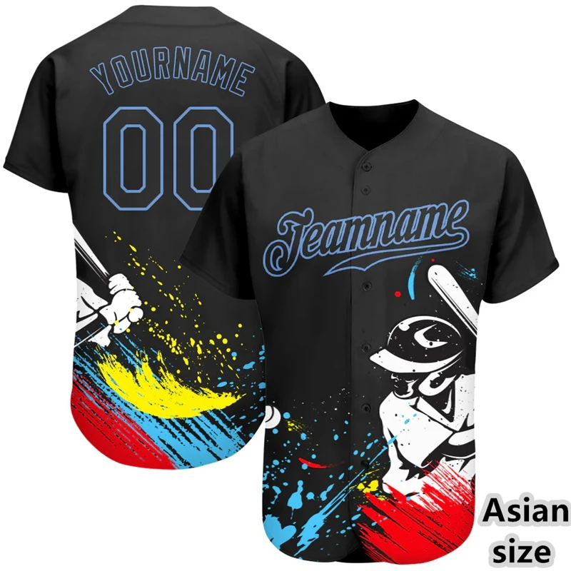 

New 3D Printed Baseball Shirt Men's Summer Sportswear Lightweight Breathable Quick Dry Custom Team Name Number Baseball Jersey