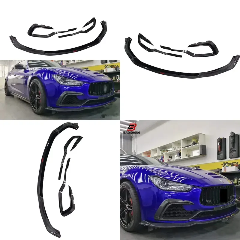 for 2014-2017 Maserati Ghibli High Quality Carbon Fiber Front Lip Spoiler Bumper Edge Diffuser Blade Body Kit