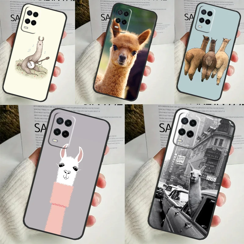 Cute Alpaca Donkey For OPPO A96 A76 A16 A54 A74 A94 A58 A78 A98 A5 A9 A53 A52 A72 A91 A15 A17 A57 A77 A79 Case