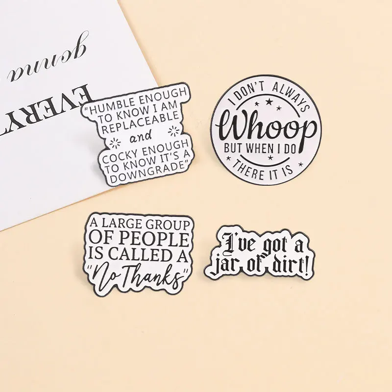 Creative English Funny Slogan Metal Brooch Vintage Cursive Words Humorous Badge Pin DIY Clothing Bags Shoes Hat Scarf Jeans Gift
