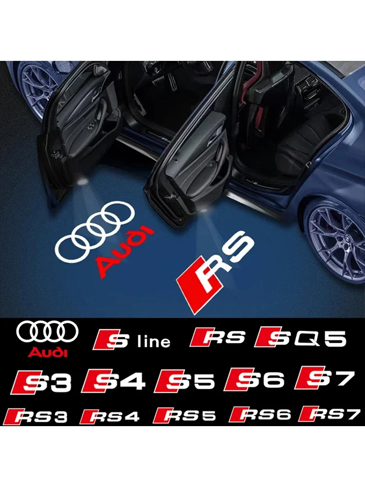 2Pcs Auto Tür Willkommen Licht Led HD Projektor Lampe Courtesy Lichter für Audi Sline S3 S4 S5 S6 S7 RSA3 a5 RS3 RS4 RS5 RS6 RS7 SQ5
