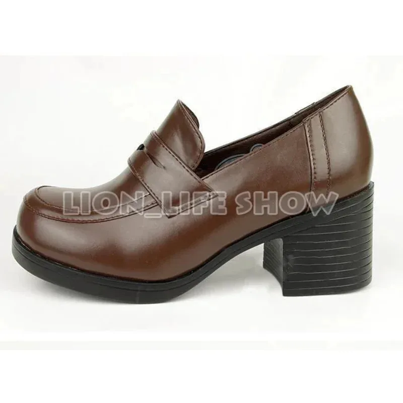 3 colori Donna Uniforme scolastica giapponese Studente in pelle nera Tacco alto JK Scarpe Cosplay WQ7031c;3.k'6;daa;