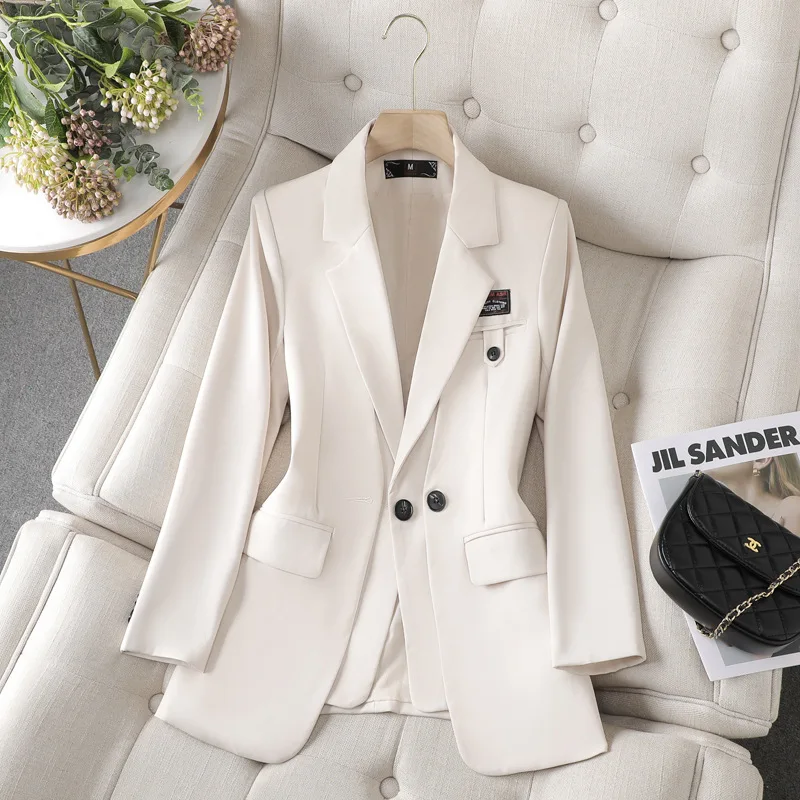 

Tesco Solid Suit Blazer For Women Long Sleeve Notch Lapels Formal Jacket For Office Ladies Fashion Casual Women's Top Coat