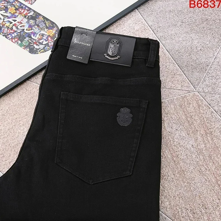 

Billinair Men's Straight Leg Stretchy Jeans Luxury Briti Sle Mid-Low Waist Zipper Closure All-Season Casual Denim Pants