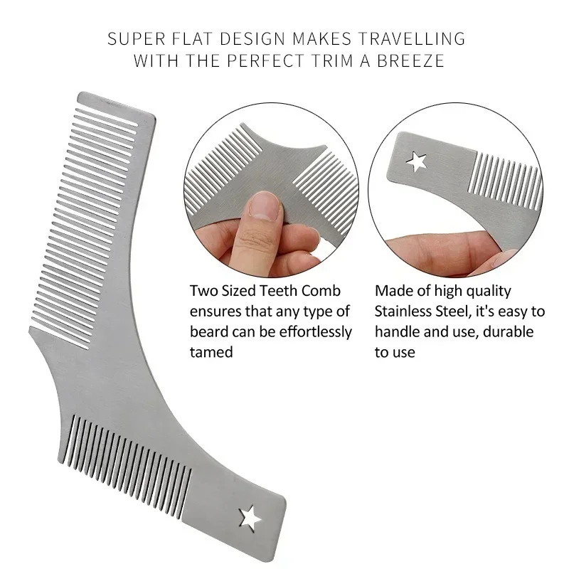 Stainless Steel Beard Stencil Beard Modeling Comb Template Styling Comb Tool Premium Quality For Men Beard Shave Machines Style