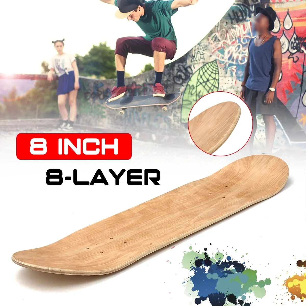 Maple Wood Skateboard Deck - 31x8in Concave Skateboard Deck, Eco-Friendly Concave Design for Skaters