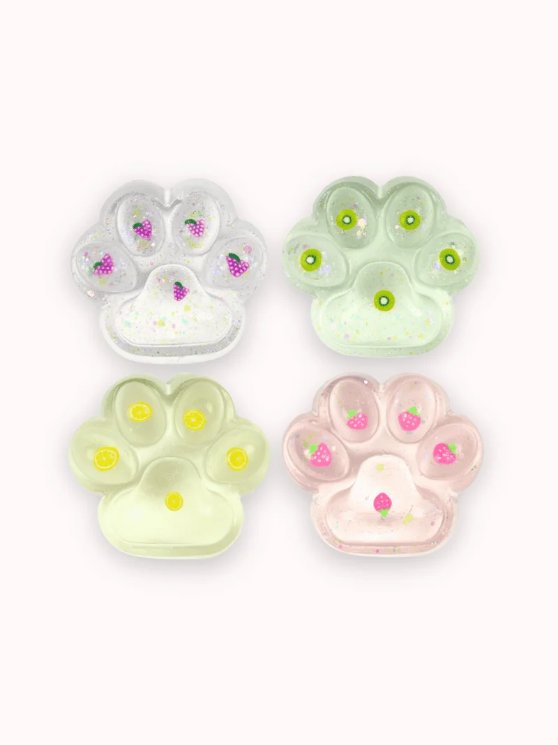 

Food Grade Silicone 90g Fruit Clear Cat Paw Handmade Taba Squishy Toy