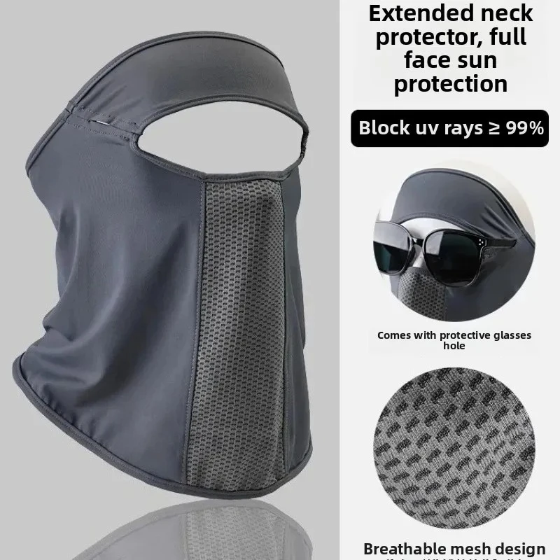 

Facial Gini Summer Sports Ear Cord Scarves Mask Neck Protection Anti-UV Ice Silk Sunscreen Mask Face Veil with Eyeglass Hole