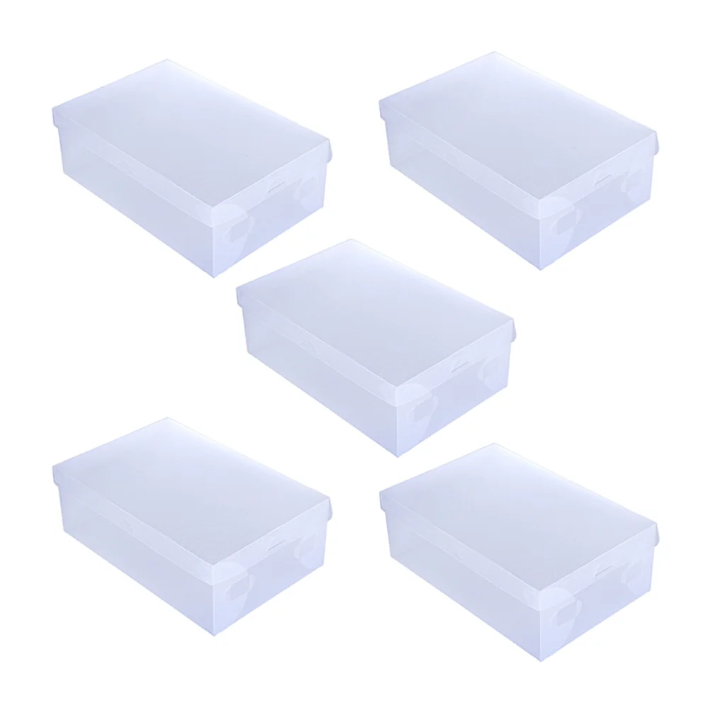 

5pcs Clear Plastic Foldable Men Shoe Storage DIY Transparent Box for Home Office Closet Organization