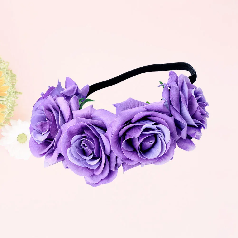 

7Cm Artificial Rose Hair Garland Floral Headband for Women Girls Elegant Flower Hair Wreath Accessory Lightweight Comfortable