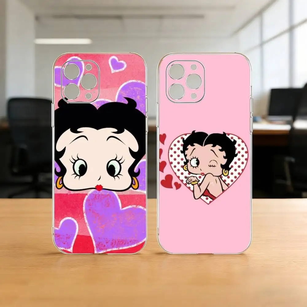 

B-Betty C-Cute B-Boop Phone Case for iPhone 17 16 15 14 13 12 11 Air Pro Max Plus Clear Cover Smartphone