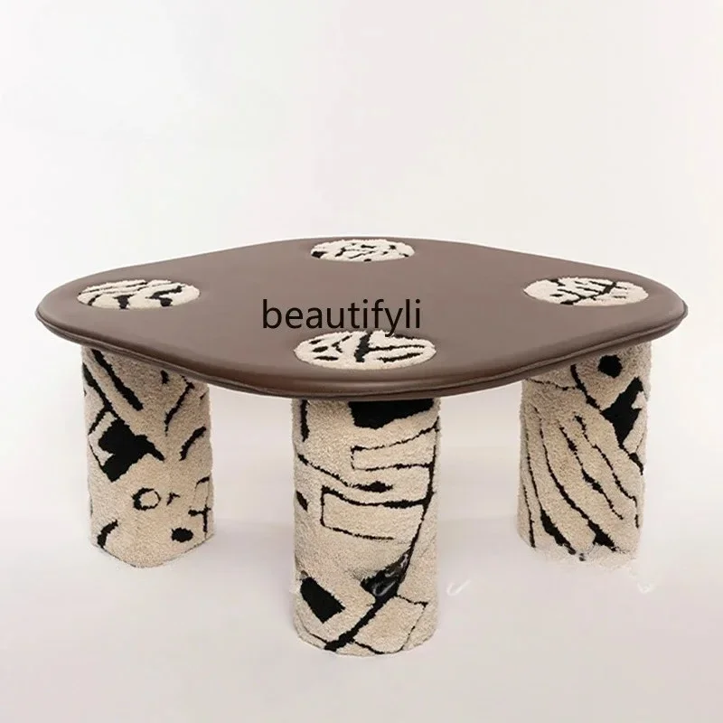 LS 27Nordic ins طاولة القهوة الخشبية الصلبة B & B شقة صغيرة الكتابة على الجدران الرياح طاولة القهوة القطيفة غرفة المعيشة، طاولة مربعة