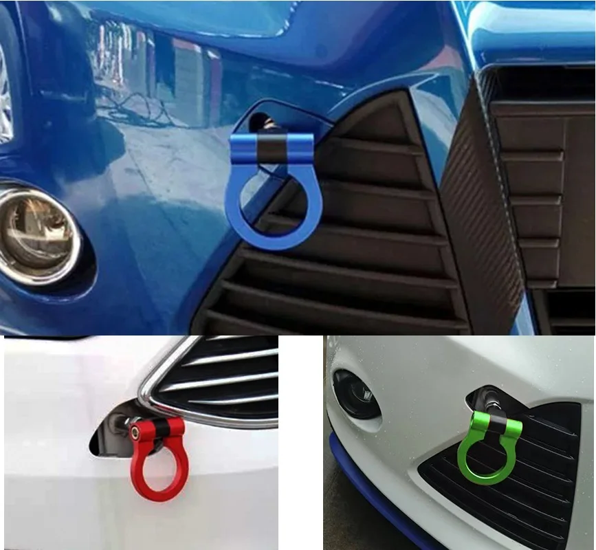 1pcs Universal Car Tow Hook Fits For BMW For Mercedes-Benz For Audi European Car Auto Trailer Ring Tow Hook Eye Towing Colorful