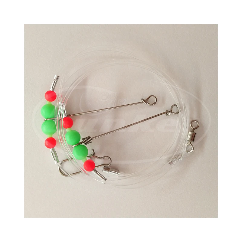 Lunker Glowing Pickerel Rig Sabiki Facile à utiliser Perles rouges Bras en métal Acier salée