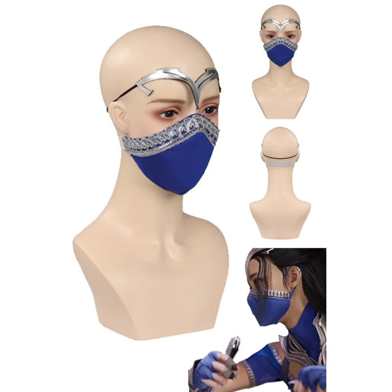 Kitana cosplay mask costume props game Mortal Kombat Fantasia blue masks headband set women Halloween Carnival party clothes