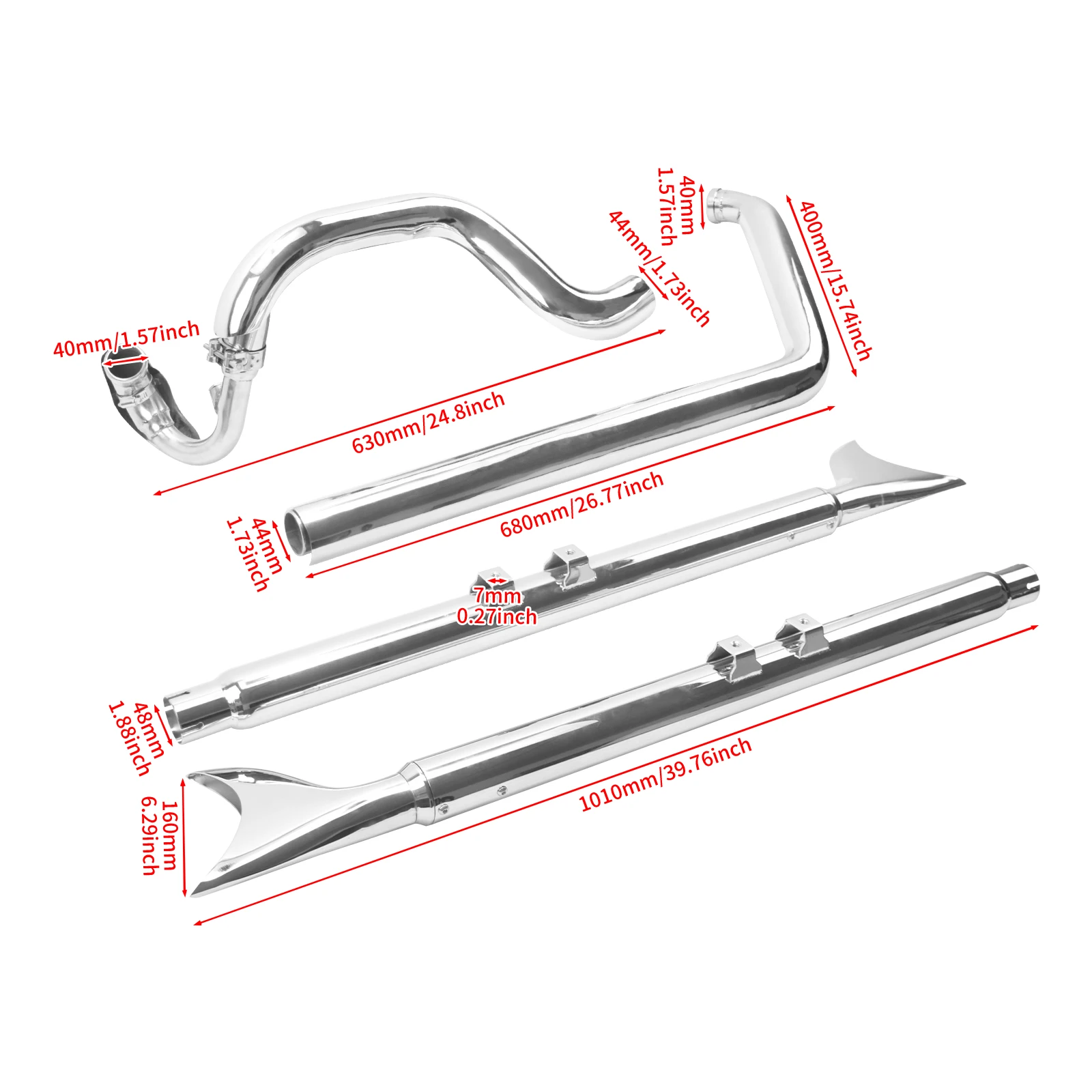 Sistema de escape doble cromado para motocicleta, tubo de escape delgado para Harley Softail, Fatboy, FLSTF Deluxe, 2007-2017, Breakout FXSB 13-2016