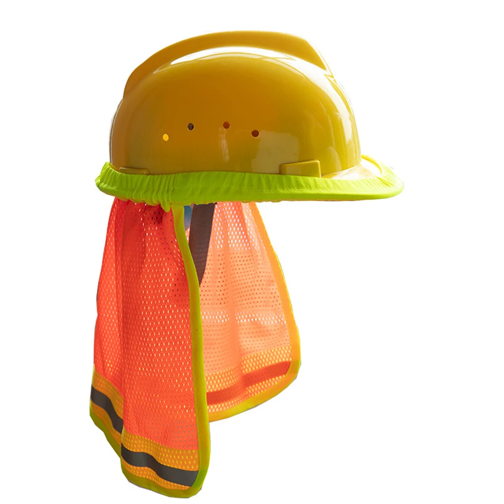 2pcs Hat Cover Mesh Sun Shade Protector Reflective Stripe Guard for Hard Hats Outdoor Safety Gear Large Diameter Elastic Fit
