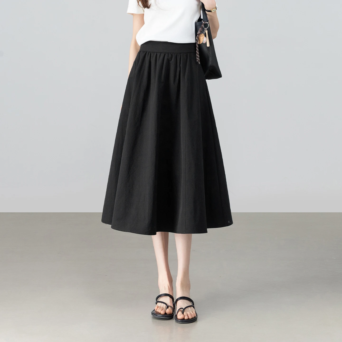 

Юбка SENTUBILA минималистичная А-силуэта для женщин, летняя новинка 2026 года, повседневная, для работы, с эластичной талией, свободная, миди, пышная юбка 162QG6793