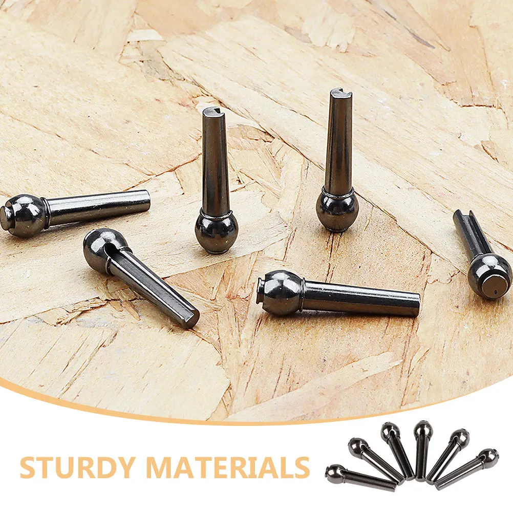 

6 Pcs Up and down Pillow Guitar String Nails Bridge Metal Pin Peg for Parts Replacement